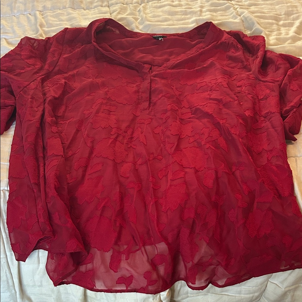 Torrid Elegant Red‎ Sheer Women's Top